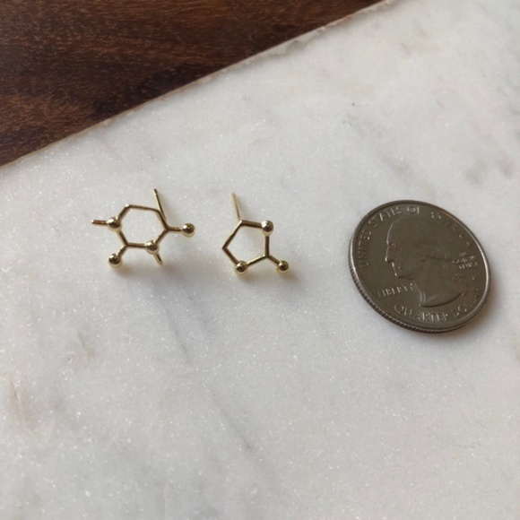 Caffeine Molecule Coffee Stud Earrings - Picture 3 of 5